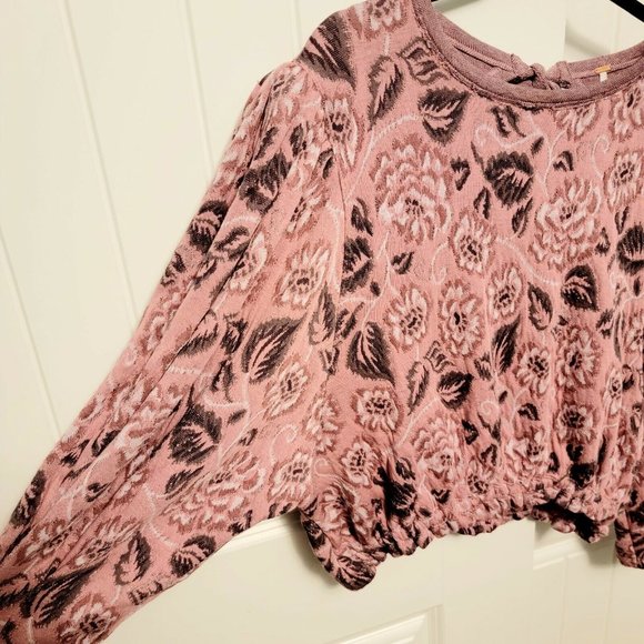Free People No Ordinary Top Size XL Smoked Pink Combo Open Back Sweater NWT $128 - Picture 6 of 11